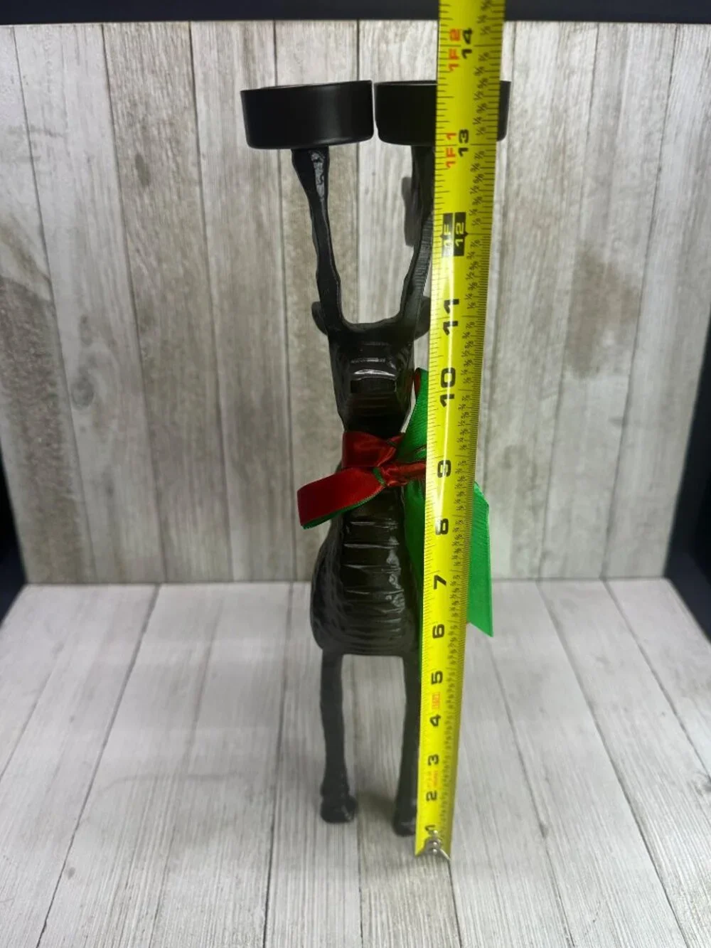 Vtg Christmas Metal Reindeer Votive Tealight Candle Holder Holiday 13.5